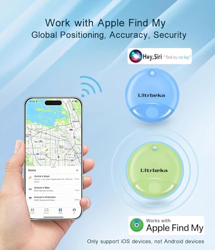 Ultrbeka Tracker 4 Pack Bluetooth Item Finder for iPhone – MFi Certified Smart Tracker Compatible with Apple Find My, Repl...