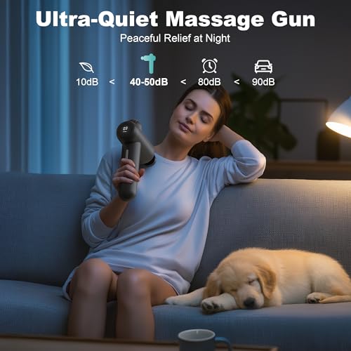 Nekteck Massage Gun Deep Tissue - 12mm Amplitude, 30 Speeds, Full-Body Muscle Relaxation Device with 5-Head for Pain Relie...