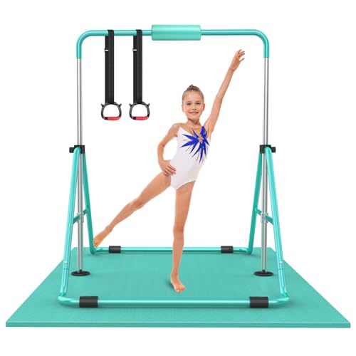 RINREA Gymnastic Bars for Kids with Adjustable Height, Folding Gymnastic Training Kip Bar, Expandable Horizontal Bar for Home