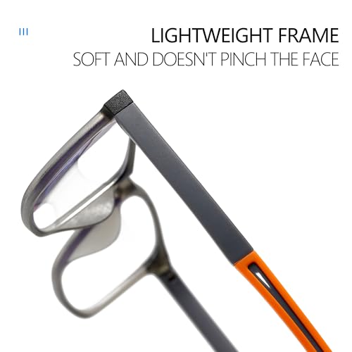 Reading Glasses for Men TR90 Sporty Design Blue Light Blocking Reader Flexible Comfortable Lightweight