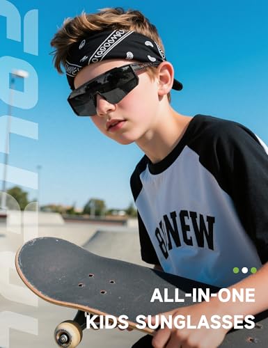 Foliful Kids Polarized Baseball Sunglasses for Boys Girls - Youth Softball Cycling Sports Sunglasses UV Protection Goggles