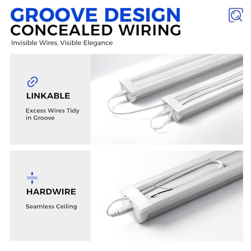 Barrina LED Shop Lights for Workshop 4FT, 5000K Daylight White, 45W, 5000LM, Hidden Wiring, Linkable 4FT Light Fixture Cor...