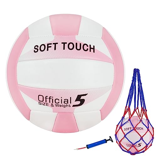 UUBEMM Volleyball Soft Touch for Indoor Outdoor Beach Park Games Gym Practice,Official Size Backyard Volleyballs with Pump...