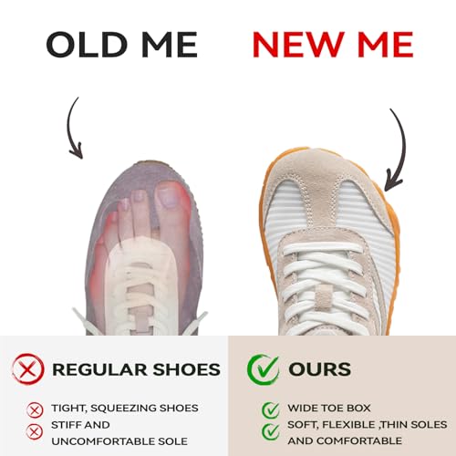 Barefoot Shoes Women Casual Sneakers,Wide Toe Box Shoes Women Zero Drop Barefoot Shoe Men,Minimalist Trail Running Shoe,No...