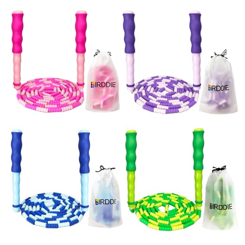 BIRDDIE Soft Beaded Jump Ropes, Adjustable Length Skipping Rope, Tangle Free Segmented Jumping Rope for Kids and Adults Ex...