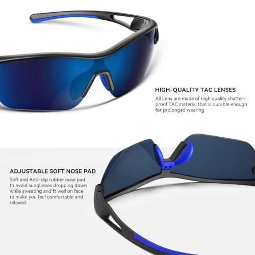BEACOOL Polarized Sports Sunglasses for Men Women Youth Baseball Cycling Running Fishing Golf Motorcycle TAC Glasses UV400
