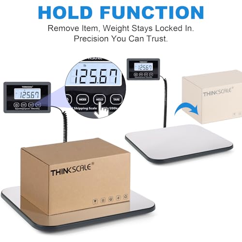 THINKSCALE Shipping Scale, 440lb/1oz Digital Postal Postage Scale for Small Business, Large Backlit LCD with Hold/Tare, Sc...