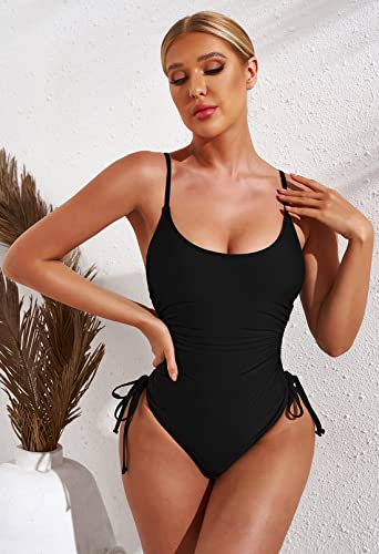 Viottiset Women's Ruched High Cut One Piece Swimsuit Tummy Control Bathing Suit Monokini