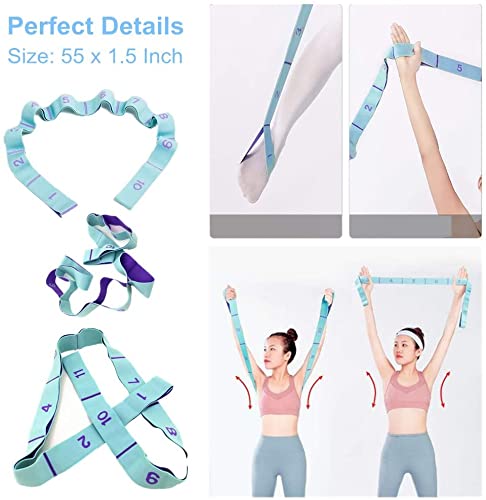 Stretch Straps, Elastic Stretching Strap with Adjustable 11 Loops, Fitness Leg Stretch Band Equipment Flexibility Trainer ...
