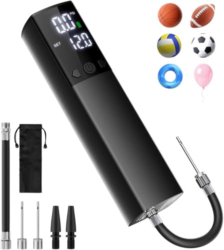 Electric Ball Pump,Smart Air Pump Portable Fast Ball Inflation with Accurate Pressure Gauge and Digital LCD Display for Ba...
