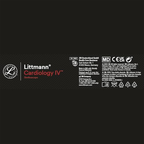 3M Littmann Cardiology IV Diagnostic Stethoscope, 6202, More Than 2X as Loud, Weighs Less, Stainless Steel High Polish Smoke-Finish Chestpiece, 27" Navy Tube, Blue Stem, Black Headset
