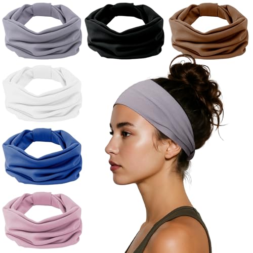 HSEM Headbands for Women, Wide Elastic Head Bands, Non-Slip Thick Hair Bands, Sports Stretchy Sweat Bands, Large Knotted S...