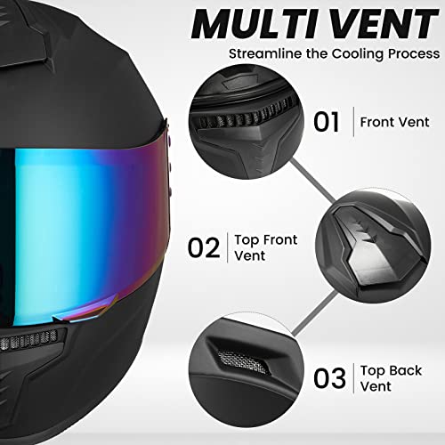 AUBOA Full Face Motorcycle Helmets for Adults Men and Women DOT Street Bike Racing Helmet with Tinted Visor Model MD-813