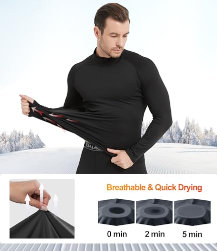 Dalavch 5 Pack Thermal Compression Shirts for Men Mock Turtleneck Long Sleeve Running Undershirt Base Layer Tops for Winter