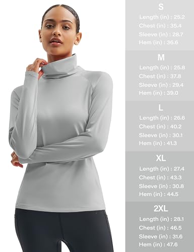 MAGCOMSEN Women's Thermal Shirts Mock Turtleneck Long Sleeve Undershirt Fleece Base Layer Top with Thumb Holes