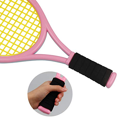 Crefotu Tennis Racket Set for Children,17 Inch Racquet with 1 Tennis Balls,4 Badminton Shuttlecocks and 3 Soft Balls for T...
