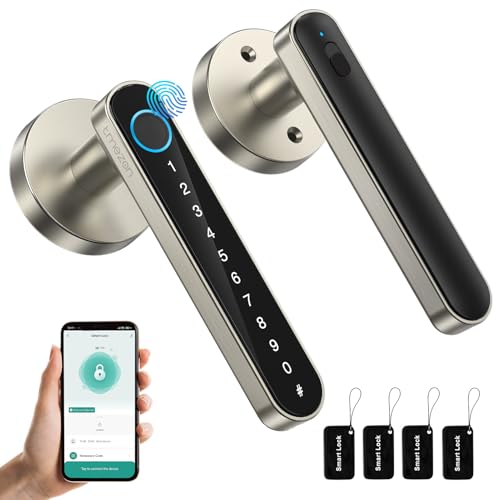TMEZON Smart Door Lock Fingerprint, Keyless Entry Door Lock with Handle, APP/IC Cards/Codes/Keys/Fingerprints Biometric El...