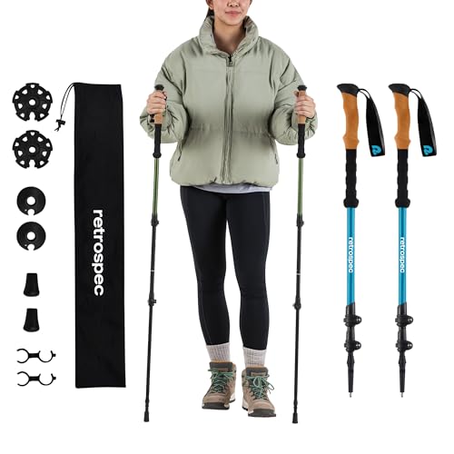 Retrospec Solstice Hiking Poles for Men & Women - Adjustable and Collapsible Lightweight Walking & Trekking Sticks - Alumi...