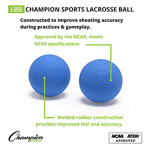 Champion Sports Lacrosse Balls & Rhino Skin Foam Balls – Official Size Balls for Games, Practice & Training, NCAA, NFHS & ...