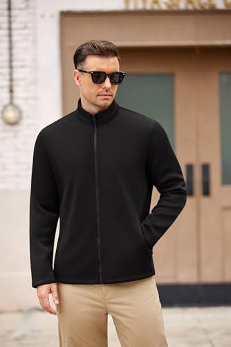 COOFANDY Mens Fleece Jacket Zip Up Lightweight Sweater Jackets Casual Warm with Pockets for Home Office Hiking