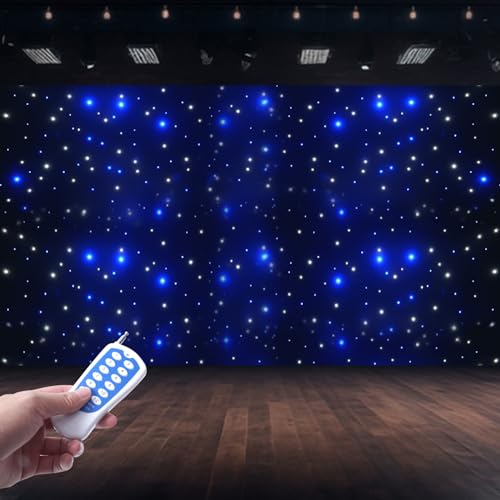 DMX512 LED Star Stage Backdrop, 8CH 30W 6X3M Foldable Starlight Wedding Curtain Background Starry Sky Velvet Backdrops w/C...