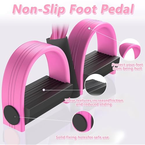 Pedal Resistance Band with Handle, Natural Rubber Foot Resistance Bands with Handles, New 6-Tube Manual Resistance Trainin...