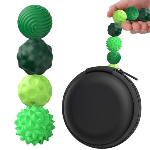 BUSOHA Silicone Fidget Balls - 4 Pack Silicone Stress Relief Balls Stone for Adults Sensory Travel Toys for Calming,Stres...