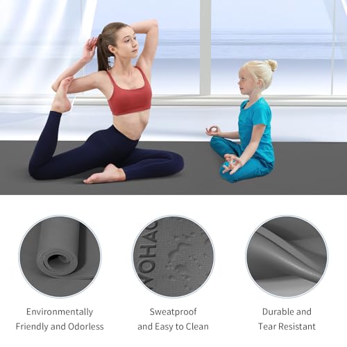 WOHAO Extra Wide & Thick 8mm Yoga Mat, 72"x31.5" Large Non Slip Exercise Mat, Premium POE Material for Superior Cushioning...
