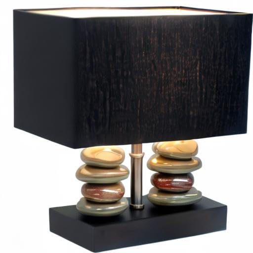 Elegant Designs Lt1036-Blk Black Ceramic Table Lamp, 11.75L X 6.50W X 14H, Dual Stacked Stone Design