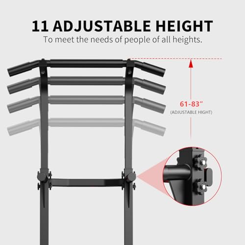 ZENOVA Pull Up Bar Dip Bar Squat Rack Workout Dip Station Height Adjustable Free Standing Chin Up Bar