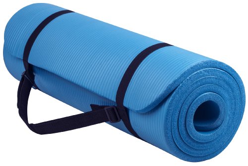 Fitvids All Purpose 1/2-Inch Extra Thick High Density Anti-Tear Exercise Yoga Mat with Carrying Strap and Yoga Blocks, Mul...