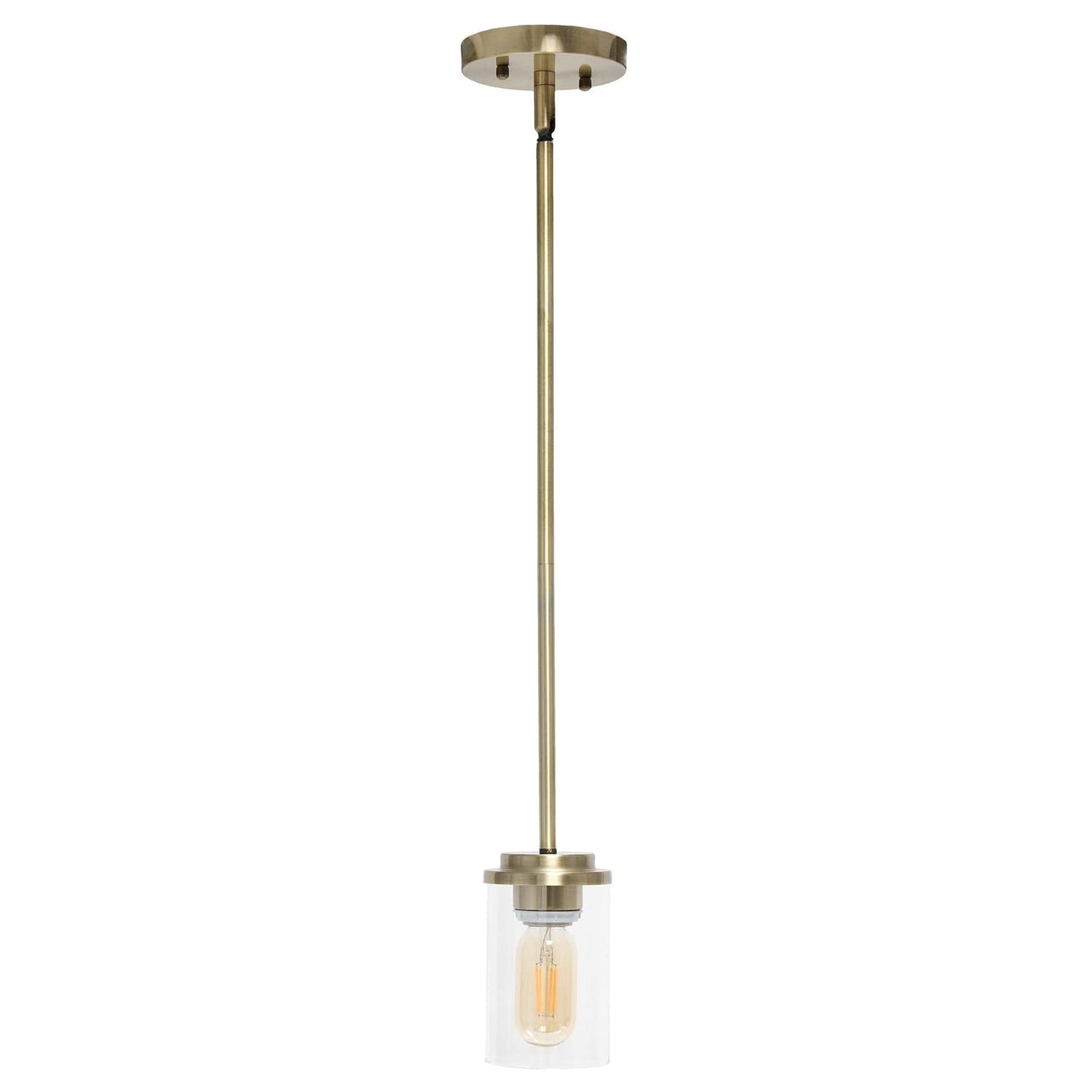 Elegant Designs Pendant Light, 1-Lt, Antique Brass, Modern Farmhouse, Clear Glass, 5.75in Height, Model PT1020-ABS