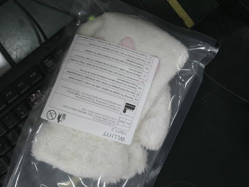 WLLHYF Cat Paws Gloves Fingerless Bear Furry Paw Cute Hand Gear Winter Warm Gloves Halloween Cosplay Costume Accessories (White)