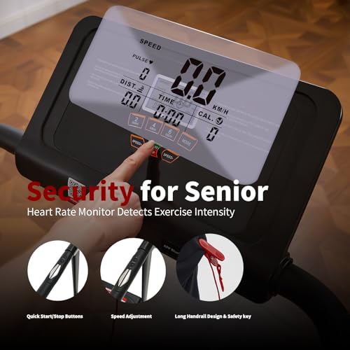 BSJ BESTGYM Walking Treadmill for Seniors with Extended Handrails & Deck,Emergency Stop Button,Treadmill for Home 300 lbs ...