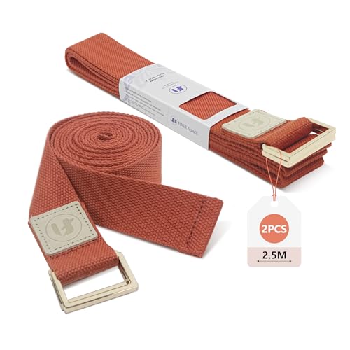 Yoga Straps 1.8M or 2.5M, Durable Cotton Yoga Straps for Stretching, Adjustable Yoga Belt Strap for Yoga, Dance, Gym Workouts