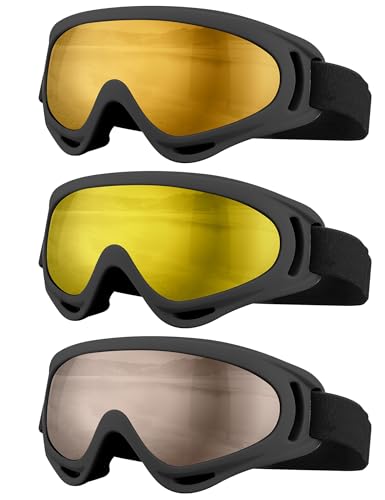SixYard Ski Goggles, Motorcycle Goggles, 3 Pack Snowboard Snow Goggles for Men Women Adult Youth