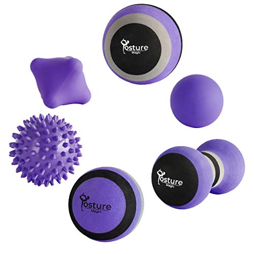 Posture Magic Massage Ball Kit for Myofascial Trigger Point Release & Deep Tissue Massage - Set of 6 - Large Foam/Small Fo...