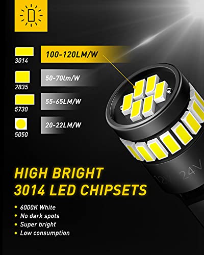 AUXITO 194 LED Light Bulb 6000K White 168 2825 W5W T10 Wedge 24-SMD 3014 Chipsets LED Replacement Light Kit Error Free for...