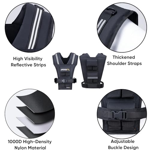 APEXUP Adjustable Weighted Vest Men 20lbs/30lbs/40lbs Weights with Reflective Stripe, Weight Vest Woman Workout Vest for S...