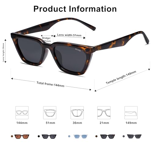 SOJOS Polarized Narrow Square Cateye Sunglasses for Women Retro Trendy Driving Glasses SJ2169