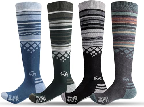 OutdoorMaster Merino Wool Ski Socks for Men & Women, Unisex Thermal Winter Warm Snowboarding Socks for Cold Weather