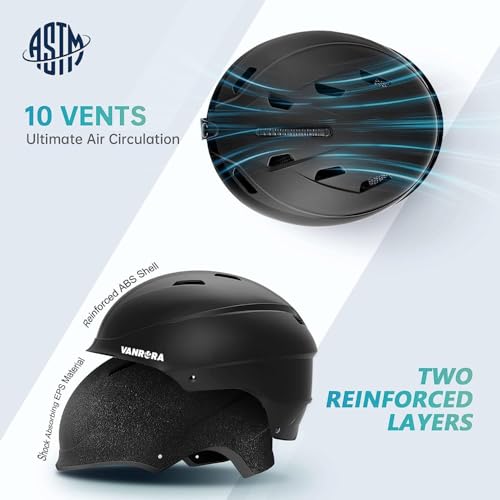 VANRORA Ski Helmet, Snowboard Helmet for Men & Women, Climate Control Venting, Dial Fit, Goggles Compatible, Removable Fle...
