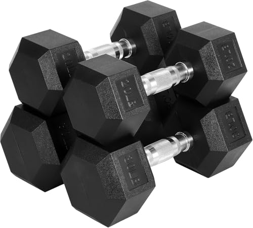 GAOMON Hex Dumbbell Set - Rubber & PEV Coated Free Weights with Non-Slip Anti-Roll Handles for Strength Training (Unisex H...