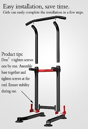 EASY BIG Power Tower Dip Station Pull Up Bar - Multi-Purpose Home Gym Equipment with Adjustable Height and Non-Slip Foot P...