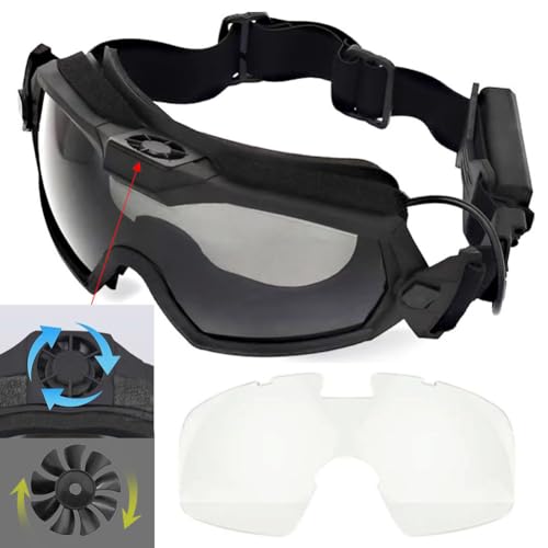 H World Shopping Airsoft Goggles Anti Fog with Fan and Interchangeable Lens Military Shooting Safety Goggles & Glasses