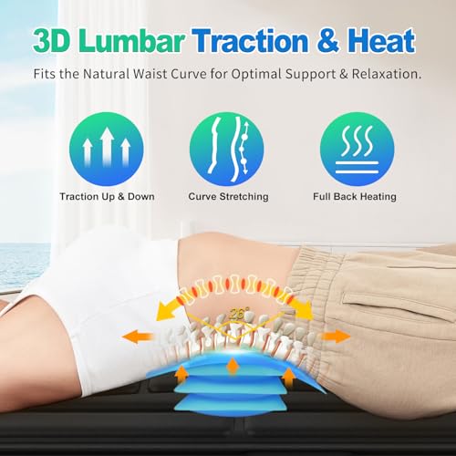 comrelax Vibration Massage Mat with Heat, Full Back Heating & Lumbar Traction, Back Massage Chair Pad for Seniors, Office ...
