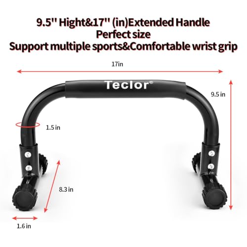 Teclor Push Up Bar, Parallettes Bars For L-sit & Dip, Heavy-Duty No Wobbling Parallel Bars Stand For Handstands, Full Plan...