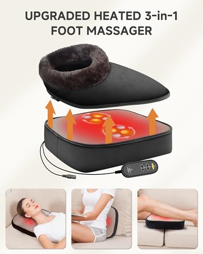 Snailax 2-in-1 Shiatsu Foot and Back Massager with Heat - Kneading Foot Warmer, Electric Feet Massage, Massagers for Back,...
