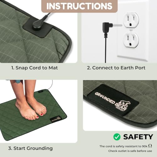 Premium Grounding Mat for Feet, Soft Cotton & Silver Fiber, Comfort for Sleep & Wellness, Grounding Pad for Anti-Aging & I...