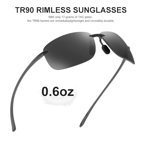 JIM HALO Sport Sunglasses for Men Women TR90 Rimless Frame for Running Fishing Cycling Driving